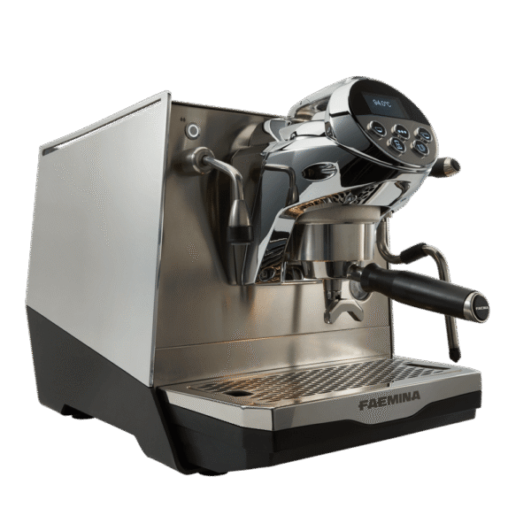 Faema Faemina A/1 GTI 5P – 1 Group Commercial Espresso Machine (Aluminum Lighting/Anodised Black)